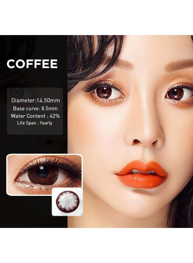 UYAAI Big eyes COFFEE Series Lenses Yearly Colored Contact Lenses, Unisex Cosmetic Contact Lenses, Hot Sale Fashion Lenses,  42% Soft Contact Lenses - Image 4